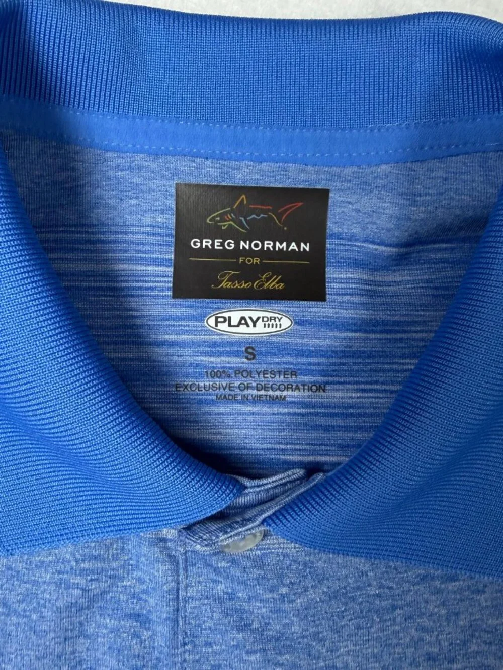 Greg Norman For Tasso Elba Men's Blue Stripped Golf Polo Size Small